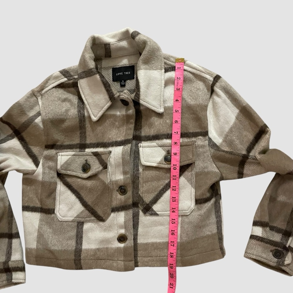 Love Tree Cream Plaid Shacket Jacket Size S - Picture 5 of 11